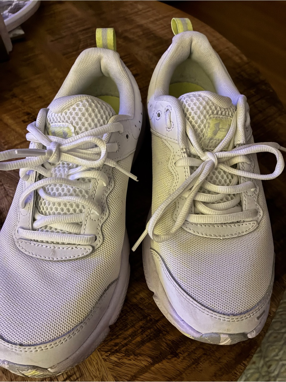 Under Armour Womens White Sneakers with Neon Yellow Pull Tabs
